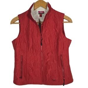 Isis Orange Red Quilted‎ Vest 8 Full Zip Floral Outdoor Utility Winter Active